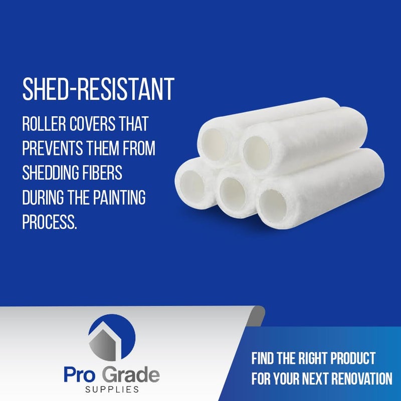 Pro-Grade Pro Grade - Paint Roller Covers - 3/8 X 9 Inch White Nylon 5 Pack - Image 5