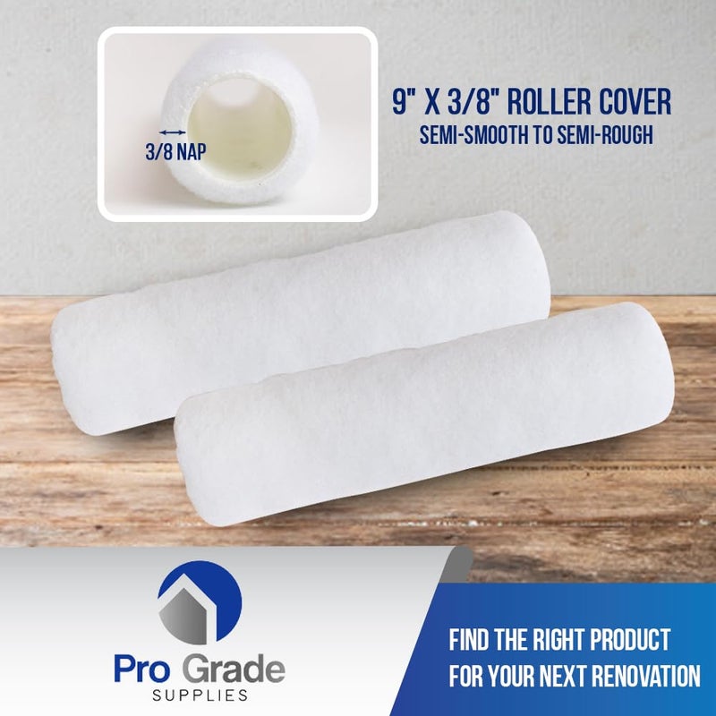 Pro-Grade Pro Grade - Paint Roller Covers - 3/8 X 9 Inch White Nylon 5 Pack - Image 3