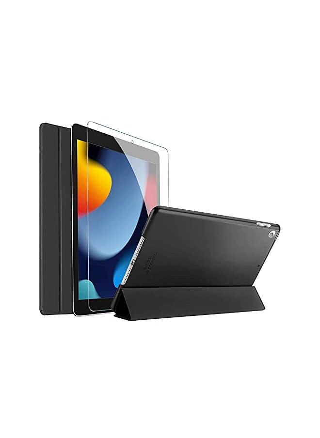 Procases - iPad 10.2 Case 2021 9th Gen/ 2020 8th Gen/ 2019 7th Gen Case with Tempered Glass Screen Protector, Slim Stand Hard Shell Protective Smart Cover for 10.2” iPad 9th/8th/7th Generation -Black - Image 1