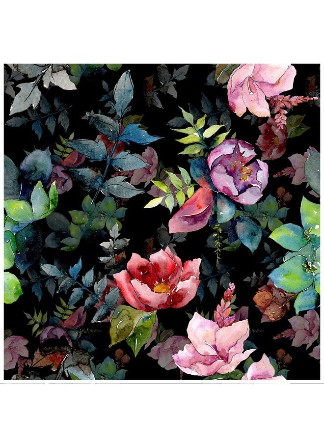 HAOKHOME 93153 Wild Spring Peel And Stick Wallpaper Bouquet Botanical Floral Black/Green/Pink Removable Stick On Home Decor 17.7In X 118In  - Image 1