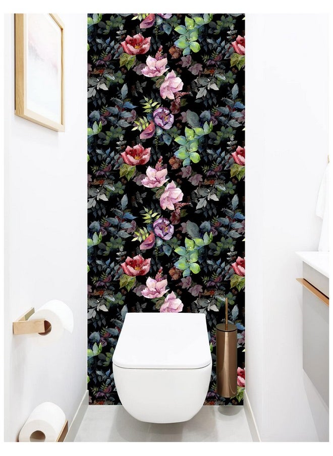 HAOKHOME 93153 Wild Spring Peel And Stick Wallpaper Bouquet Botanical Floral Black/Green/Pink Removable Stick On Home Decor 17.7In X 118In  - Image 4
