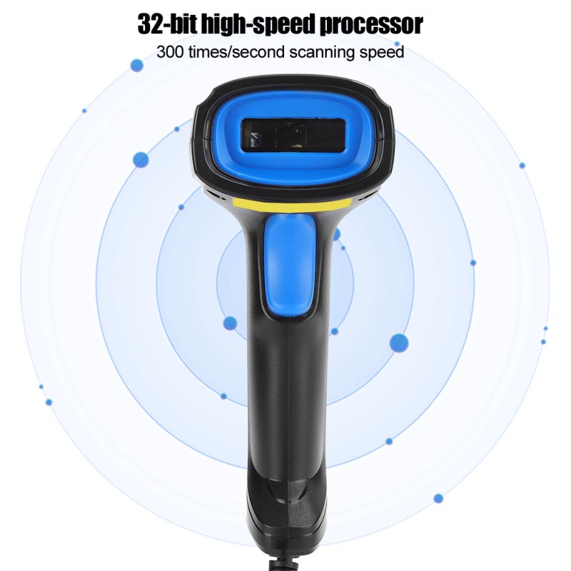 1D Code Scanner: Ergonomic Non-Slip Handle, IP54 Protection, ABS Shell - 300 Times/Second High Speed Laser Barcode Reader for Warehouse, Retail and Inventory Management - Image 2