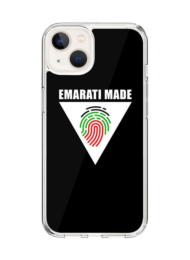 Stylizedd Classic Clear Case for Apple iPhone 14 Hybrid Soft Case Flexible Edges Anti Drop TPU PC Gel Thin Transparent Cover [ Designed for Apple iPhone 14 ] - Emarati Made Triangle Full Print  - Image 1