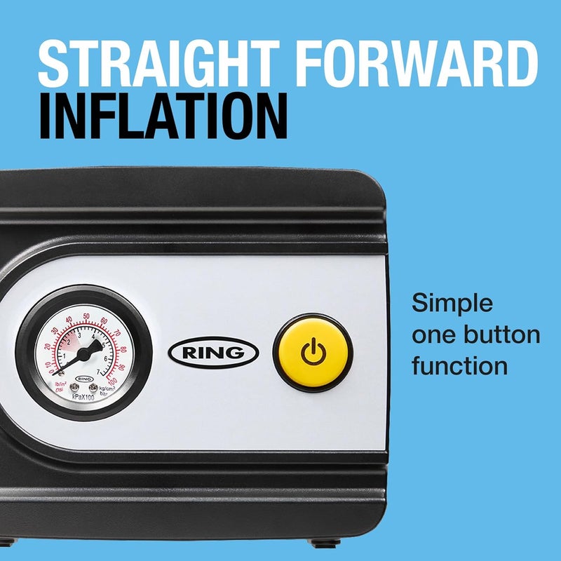 Ring TYREINFLATE 10 Analogue Tyre Inflator with Three Adaptors - Measures in PSI, BAR and kPA - Image 2