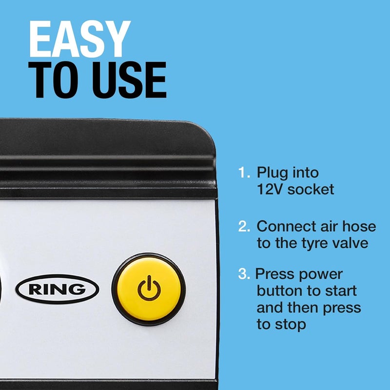 Ring TYREINFLATE 10 Analogue Tyre Inflator with Three Adaptors - Measures in PSI, BAR and kPA - Image 3