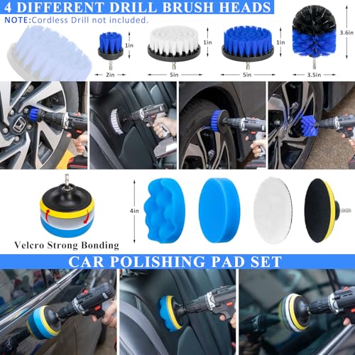 AUTODECO 38Pcs Car Wash Detailing Kit Cleaning Kits with Foam Gun Sprayer Collapsible Bucket Drill Brush Large Wash Mitt Towels Complete Interior Exterior Car Washing Supply Set Blue - Image 4