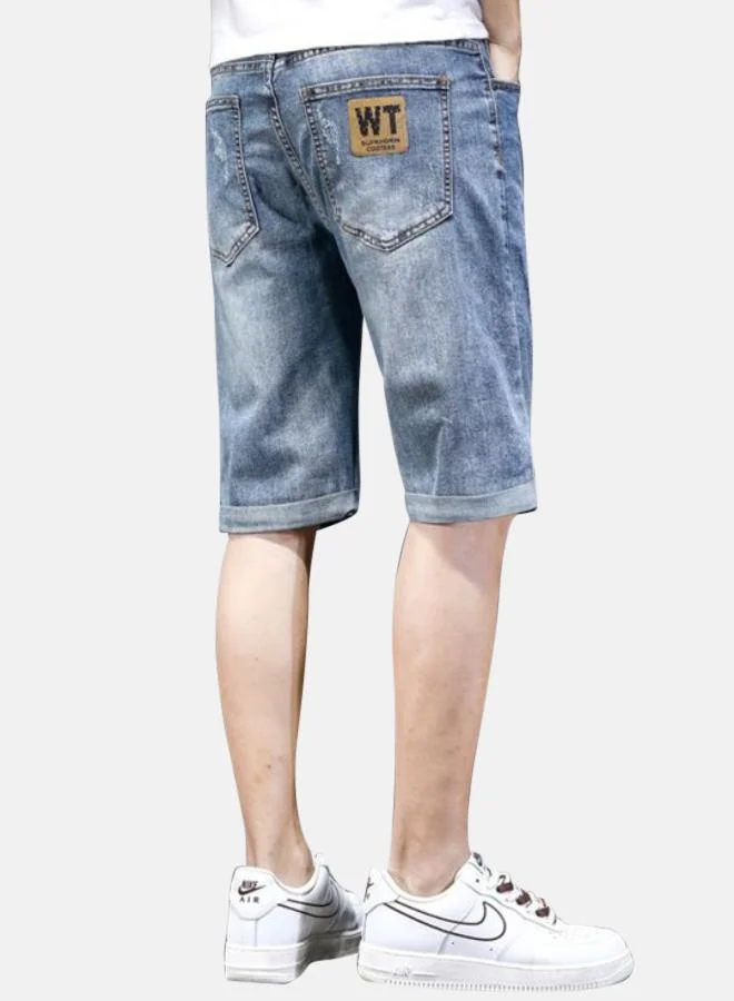 YUNIQEE BLue Regular Fit Solid Shorts