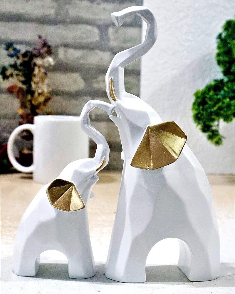 JAIPUR ACE JAIPUR ACE Polyresin Elephant Showpiece Statue and Artifacts for Home Decor Living Room Wall Decoration for Gifting Interiors and Diwali Decoration Elephant White Elephant  - Image 1