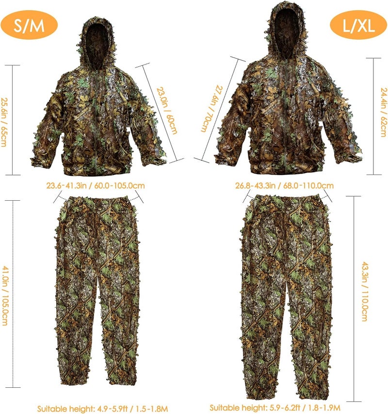 LYLPYHDP Ghillie Suit, Kids Adult 3D Leafy Camouflage Clothing, Camo Suit for Turkey Hunting, Hunting Suit for Outdoor Game， Halloween - Image 4