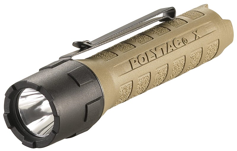 Streamlight 88602 PolyTac X 600-Lumen 11485-Candela Professional Tactical LED Flashlight with Non-Rechargeable Batteries, Clear Retail Packaging, Coyote - Image 1