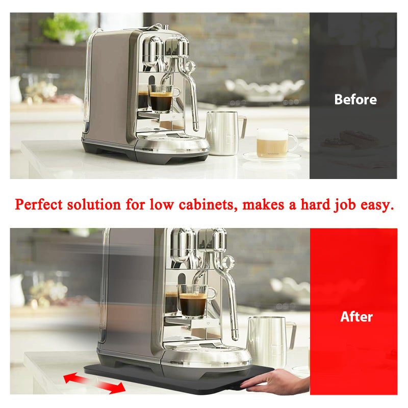Flyisland Coffee Maker Sliding Tray,Kitchen Caddy Sliding Tray for KitchenAid Stand Mixer Coffee Pot Slider Under Cabinet Appliance Toaster Blender Air Fryer Countertop Storage Moving Slider(9"W x 14.5"D) - Image 3