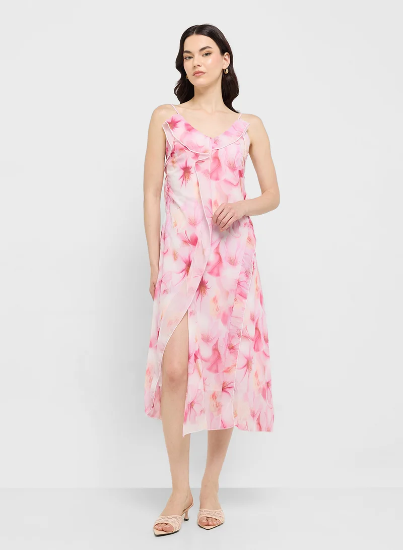 Ginger Floral Ruffle Midi Dress