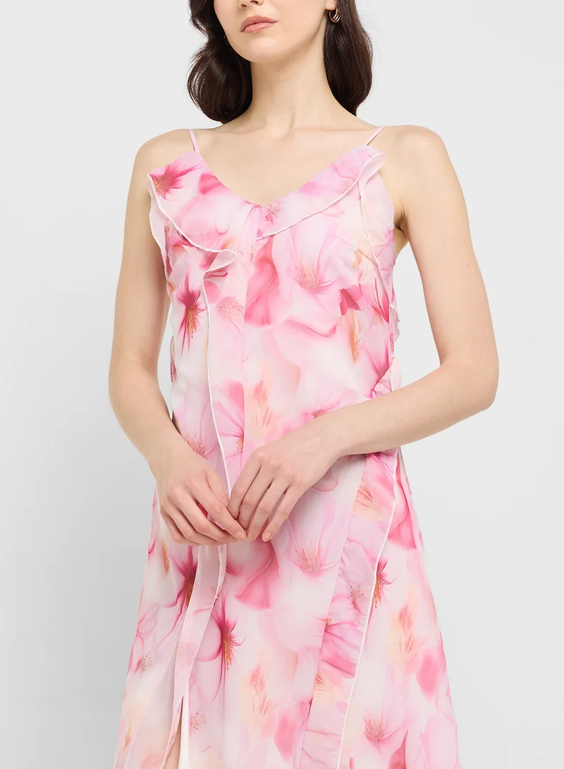 Ginger Floral Ruffle Midi Dress