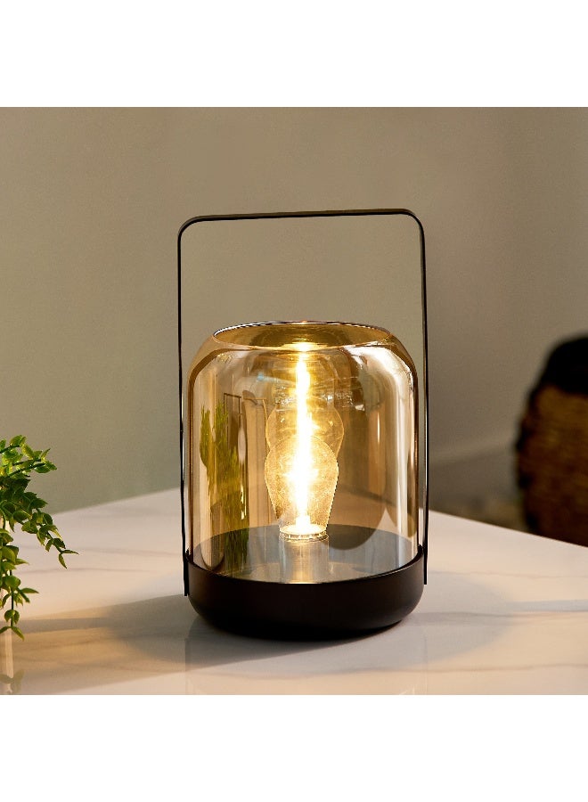 Home Box Dux Lantern Lamp with Glass Shade and Iron Base - 14.5x24.5 cm - Image 2