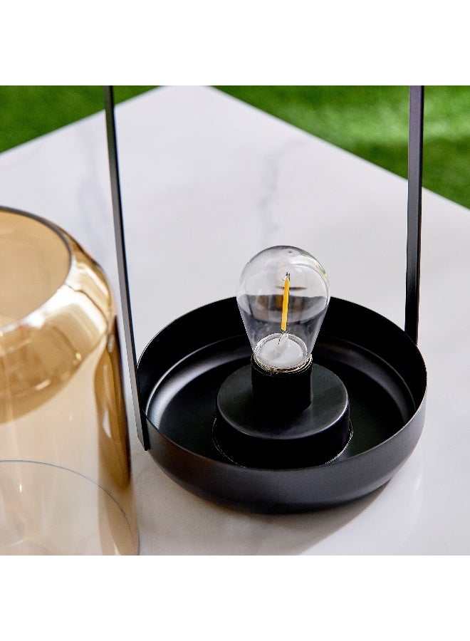 Home Box Dux Lantern Lamp with Glass Shade and Iron Base - 14.5x24.5 cm - Image 4