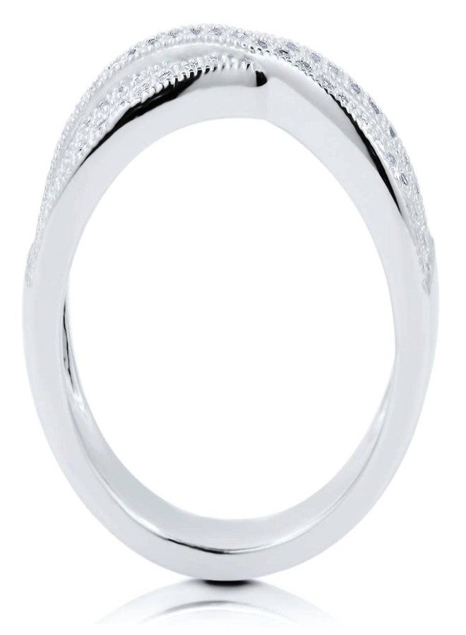 BERRICLE Sterling Silver Woven Cubic Zirconia CZ Cocktail Fashion Ring for Women, Rhodium Plated - Image 4