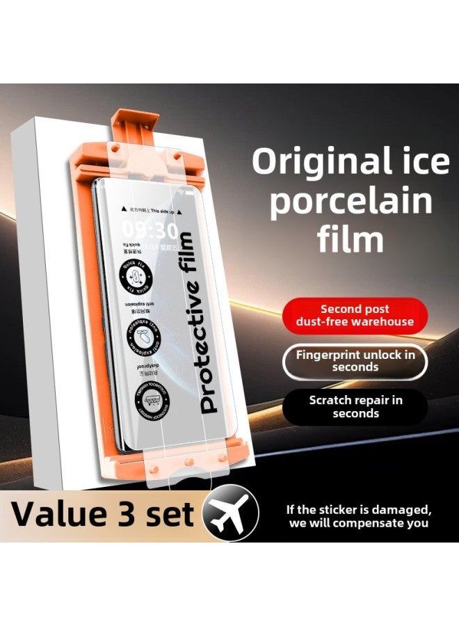 For huawei Mate70pro/60 Ice Porcelain Tempered Film Dust-free Cabin Nova13/12 Mobile Phone Film Pura70/60-Color:[ultra-clear Ceramic Membrane] Naked Membrane Without Artifact★Special Shooting For Repurchase-Size:For huawei Mate 40 Pro+  - Image 2