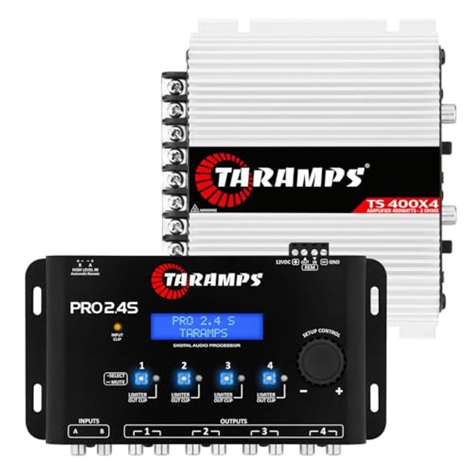 Taramp's Taramps Ts 400X4 2 Ohms Class D Multi-Channel Car Audio Amp 400W Rms 4 Channel + Taramps Pro 2.4S Dsp Digital Signal Processor And Equalizer Bundle, 2-Pack - Image 1