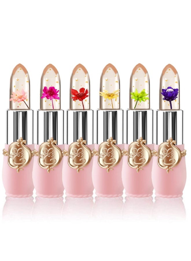 Bestland 6 Pcs/Set Flower Jelly Lipstick Set Temperature Change Moisturizer Long Lasting Nutritious Balm Magic Color Change Lip Gloss - Image 1