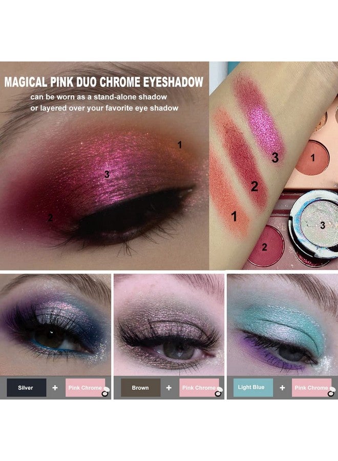 Afflano Glitter Eyeshadow Sparkle Shimmer Eyeshadow Makeup, Intense Color Shifting Duo Chrome Eyeshadow, Holographic High Pigmented Multichrome Eyeshadow, Chameleon Pink Face Highlighter Makeup - Image 2