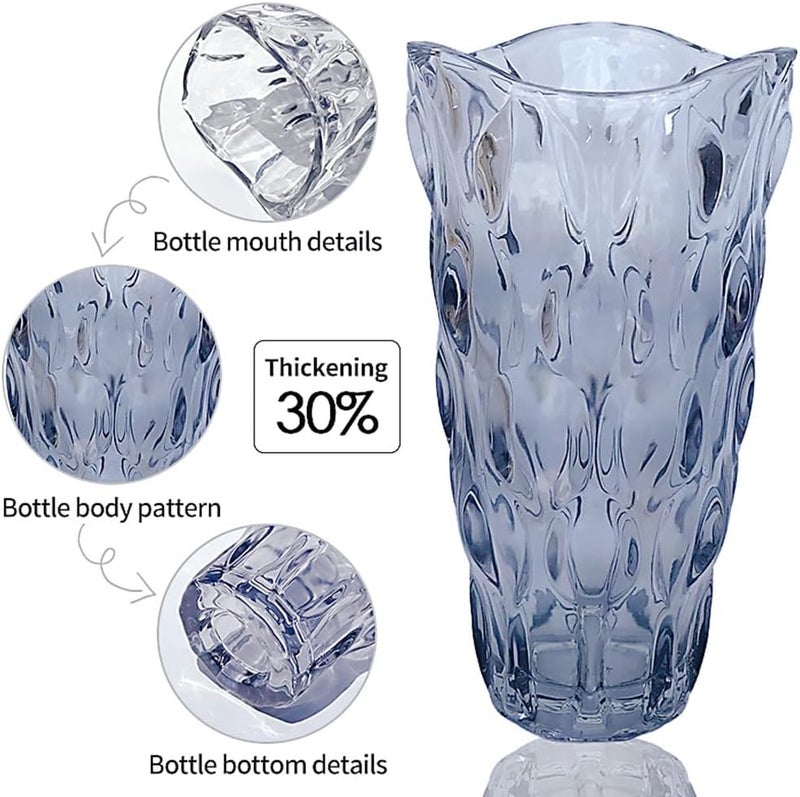 Eastern Rock Unbreakable Flower Glass Vase 2.4lb 9.5inch Sparkle vase Bohemian Style, for Centerpieces,Kitchen,Office, Living Room,Wedding,Perfect Home Decor Glass Vase (Gradient Gray) - Image 4