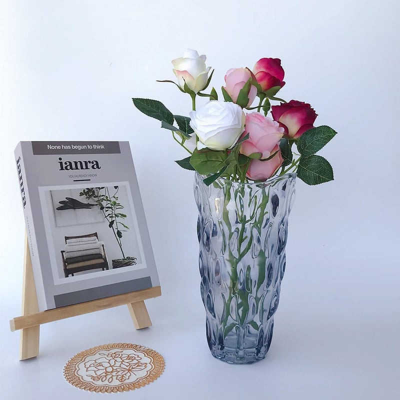 Eastern Rock Unbreakable Flower Glass Vase 2.4lb 9.5inch Sparkle vase Bohemian Style, for Centerpieces,Kitchen,Office, Living Room,Wedding,Perfect Home Decor Glass Vase (Gradient Gray) - Image 5