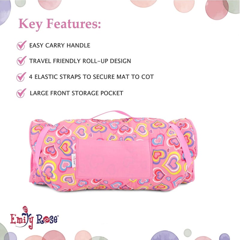 Emily Rose حصيرة نوم للأطفال من إميلي روز مثالية للسفر ورياض الأطفال ودار الرعاية مع وسادة قابلة للإزالة وبطانية ناعمة ملحقة تتضمن لعبة يونيكورن محشوة 100% قطن - Image 5