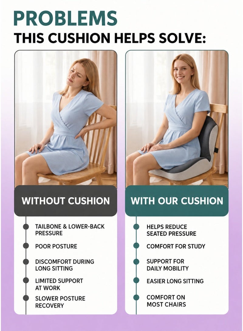 Seat Cushions and Lumbars Support Pillows, Reduce Pressure On Tailbone, Relieve Pain, Memory Foam Office Chair Cushions for Back, Seat Cushions Back Support Pillows with Washable Cover, for Office Chair, Gaming Chair, Wheelchair and Car Seat(Dark Grey) - Image 3