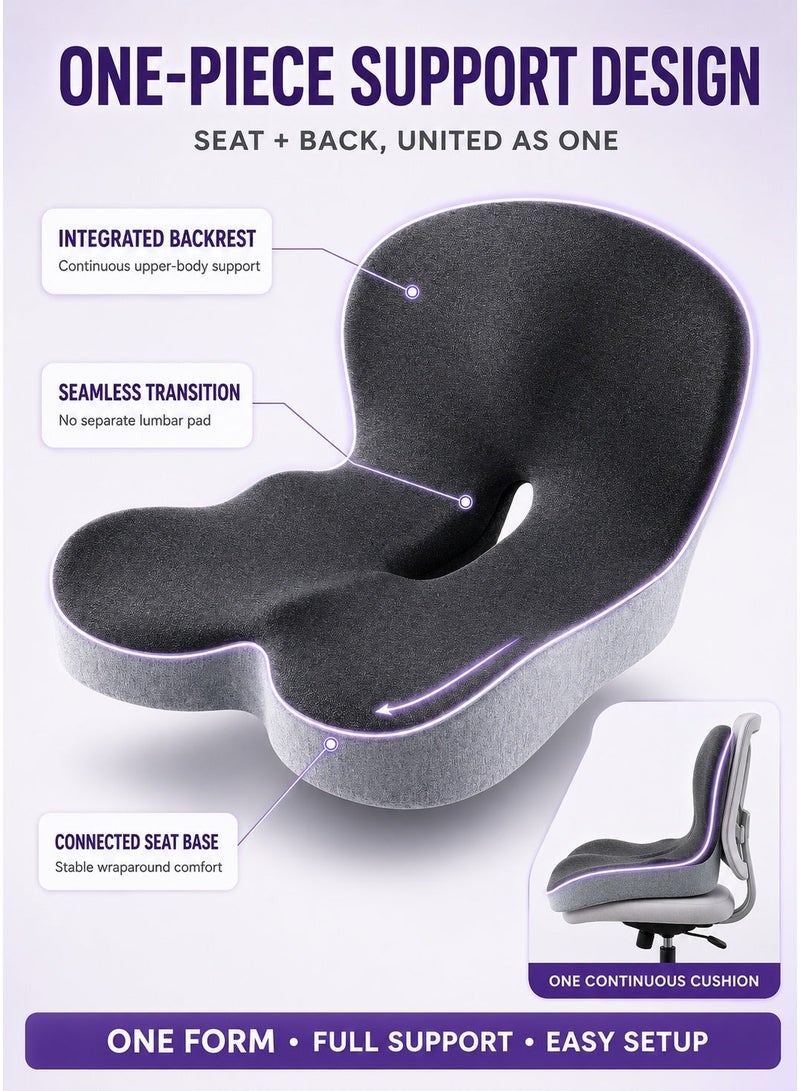 Seat Cushions and Lumbars Support Pillows, Reduce Pressure On Tailbone, Relieve Pain, Memory Foam Office Chair Cushions for Back, Seat Cushions Back Support Pillows with Washable Cover, for Office Chair, Gaming Chair, Wheelchair and Car Seat(Dark Grey) - Image 4