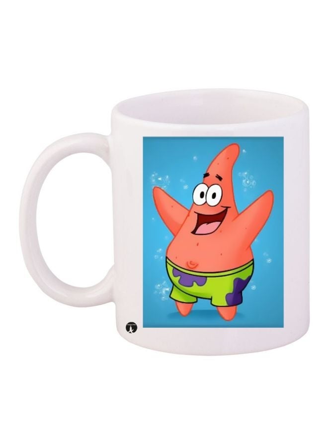 RYN Patrick Star Printed Coffee Mug White/Blue/Orange 11ounce