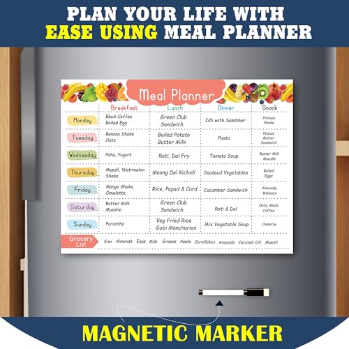 True Flair Trueflair Weekly Meal Planner With Marker Duster With Grocery Shopping List, Menu Meal Calender 30cm X 23cm (Design 1) - Image 5