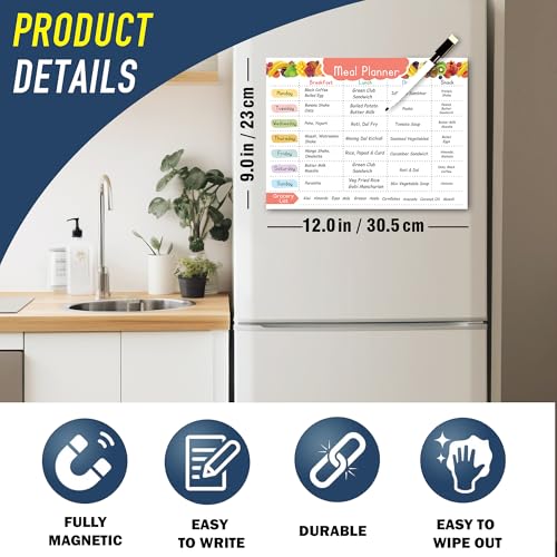 True Flair Trueflair Weekly Meal Planner With Marker Duster With Grocery Shopping List, Menu Meal Calender 30cm X 23cm (Design 1) - Image 3