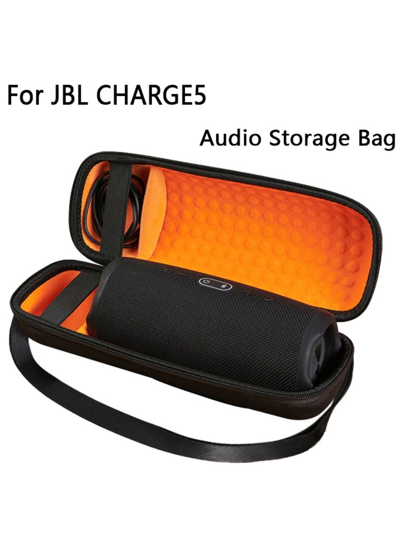 Carrying Case for JBL Charge 4 Charge 5 Hard Travel Case Protective Bag for JBL Charge 5 Portable Waterproof Wireless Speaker Fits USB Plug and Cable (Black) - Image 1
