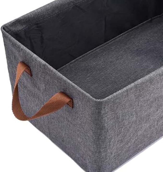 TENDULA Foldable Clothing Storage Bin Collapsible Laundry Hamper Toy Storage Thick Portable Large Folding Storage Basket Large Folding Storage Basket 47 x 28 x 20 Cm Grey PACK OF 2 2 - Image 2