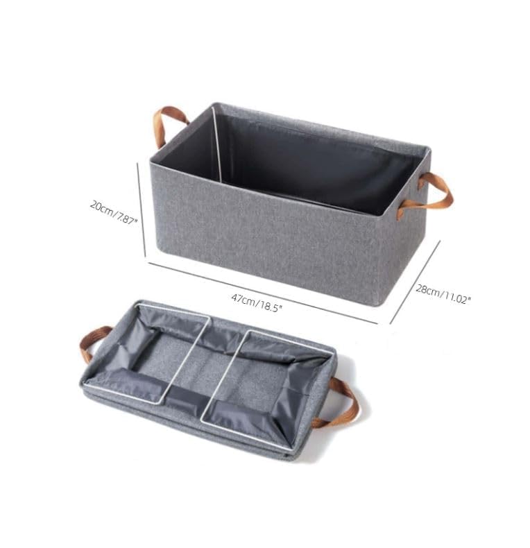 TENDULA Foldable Clothing Storage Bin Collapsible Laundry Hamper Toy Storage Thick Portable Large Folding Storage Basket Large Folding Storage Basket 47 x 28 x 20 Cm Grey PACK OF 2 2 - Image 5