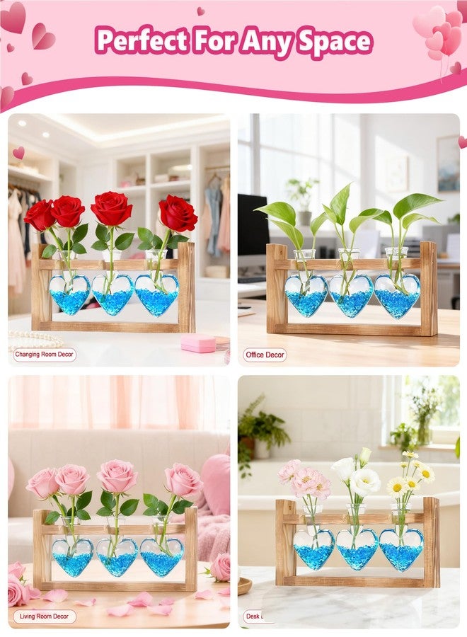 Nacome Plant Terrarium for Office Decor: Wooden Stand Tabletop Planter 3 Bulb Glass Vase Metal Swivel Holder for Hydroponics Home Garden Decor - Planter Lovers Birthday Gifts for Women Mom Grandma - Image 2