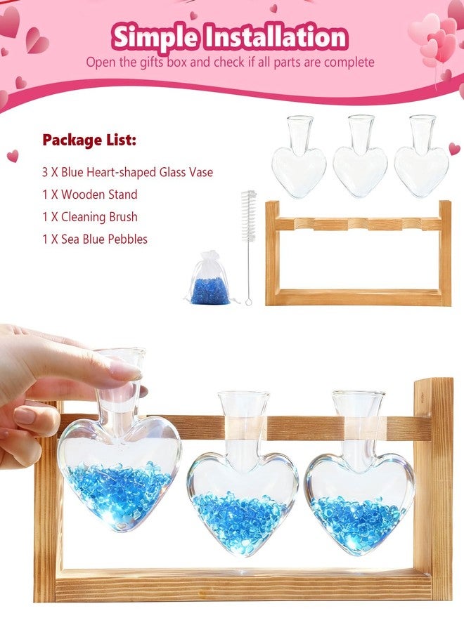 Nacome Plant Terrarium for Office Decor: Wooden Stand Tabletop Planter 3 Bulb Glass Vase Metal Swivel Holder for Hydroponics Home Garden Decor - Planter Lovers Birthday Gifts for Women Mom Grandma - Image 3