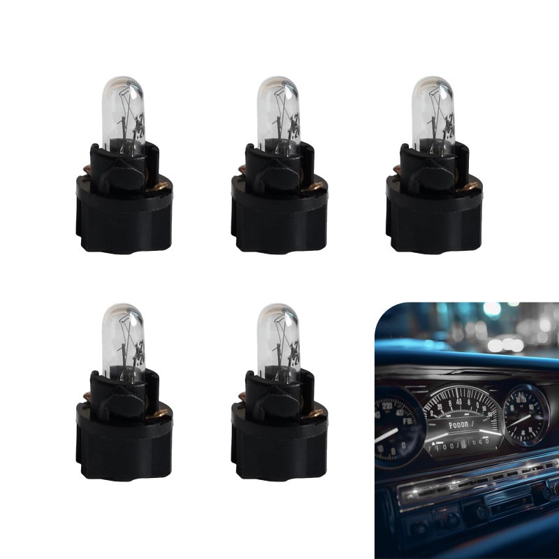 awlbed 5 PCS Car 12 V 12 W Dashboard Light Bulbs 083 x 043 Durable T5 Small Bulbs Car Light Bulb Replacement Parts Universal for Car and Motorcycle Dashboard Lights White DB401