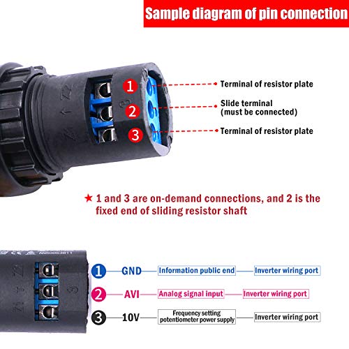 Taiss/ 1Pcs LA42DWQ-22 22mm 5k ohm Governor Rotary Potentiometer Inverter Converter Resistance Variable Frequency Converter Speed Drive Potentiometer b5k ohm - Image 4