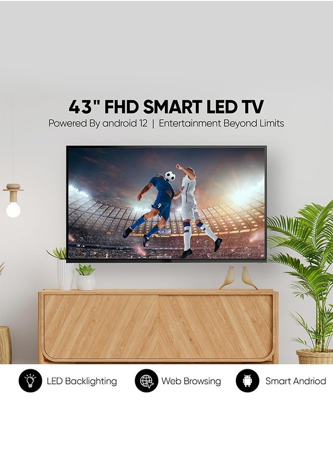 ماركة غير محددة - تلفزيون ذكي LED مقاس 43 بوصة - واي فاي مدمج - تطبيقات ذكية - منفذا HDMI - ذاكرة وصول عشوائي (RAM) سعة 1 جيجابايت - مكبرات صوت بقوة 16 وات، معالج رباعي النواة - إطار نحيف للغاية - مؤقت نوم - إيقاف تشغيل تلقائي - شاشة متعددة اللغات - 60 هرتز - 4300SLED أسود - Image 1