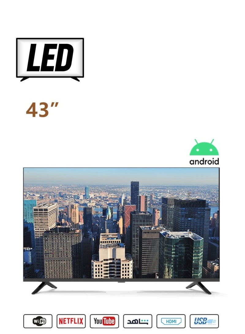 43 Inch Smart LED TV - Built-In Wi-Fi - Smart Apps - 2 HDMI Ports - 1GB RAM - 16W Speakers, Quad-Core Processor - Ultra-Slim Frame - Sleep Timer - Auto Power Off - Multilingual OSD - 60HZ - 4300SLED Black  - Image 1