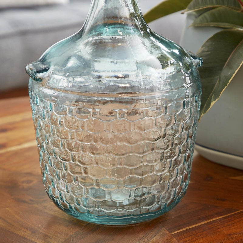 Deco 79 Recycled Glass Handmade Decorative Vase Spanish Bottle Centerpiece Vase with Bubble Texture, Flower Vase for Home Decoration 8" x 8" x 12", Clear - Image 4