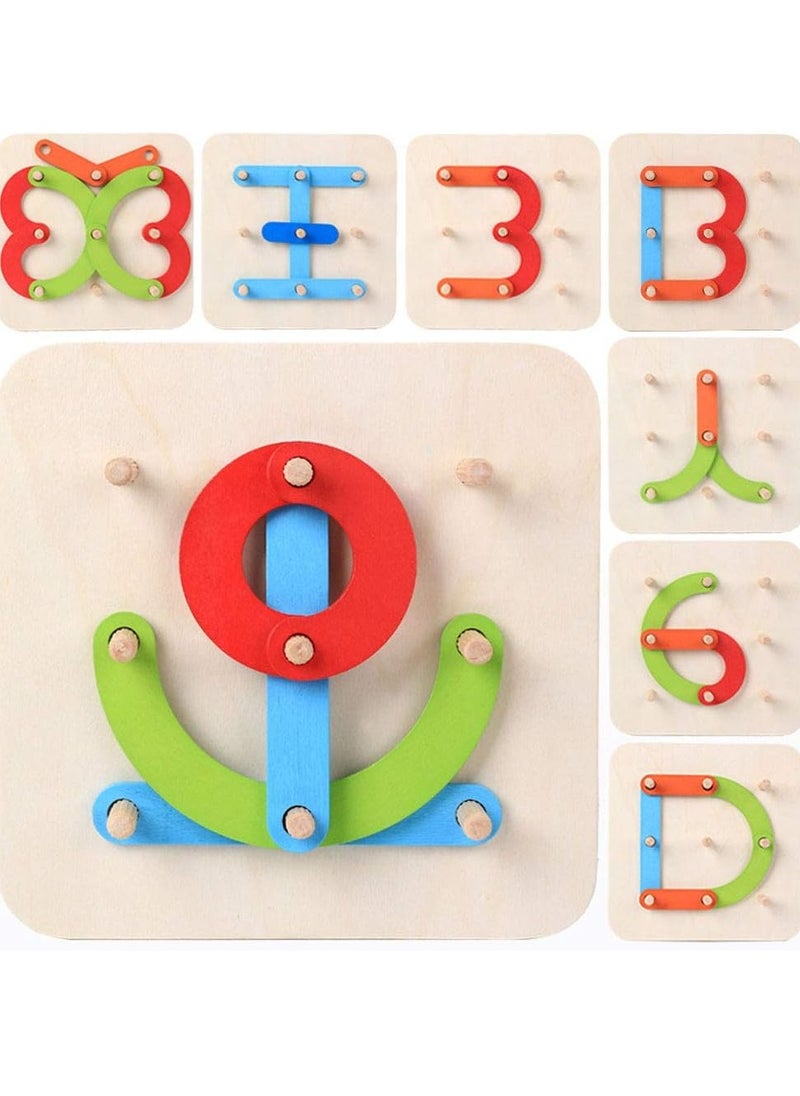 MIXDE - Wooden Letters and Number Construction Activity Set, Educational Preschool Toys, Shape and Color Recognition Pegboard, Traditional Teaching Montessori Toys, Blocks Set for Toddlers, Ideal Gift for K - Image 1
