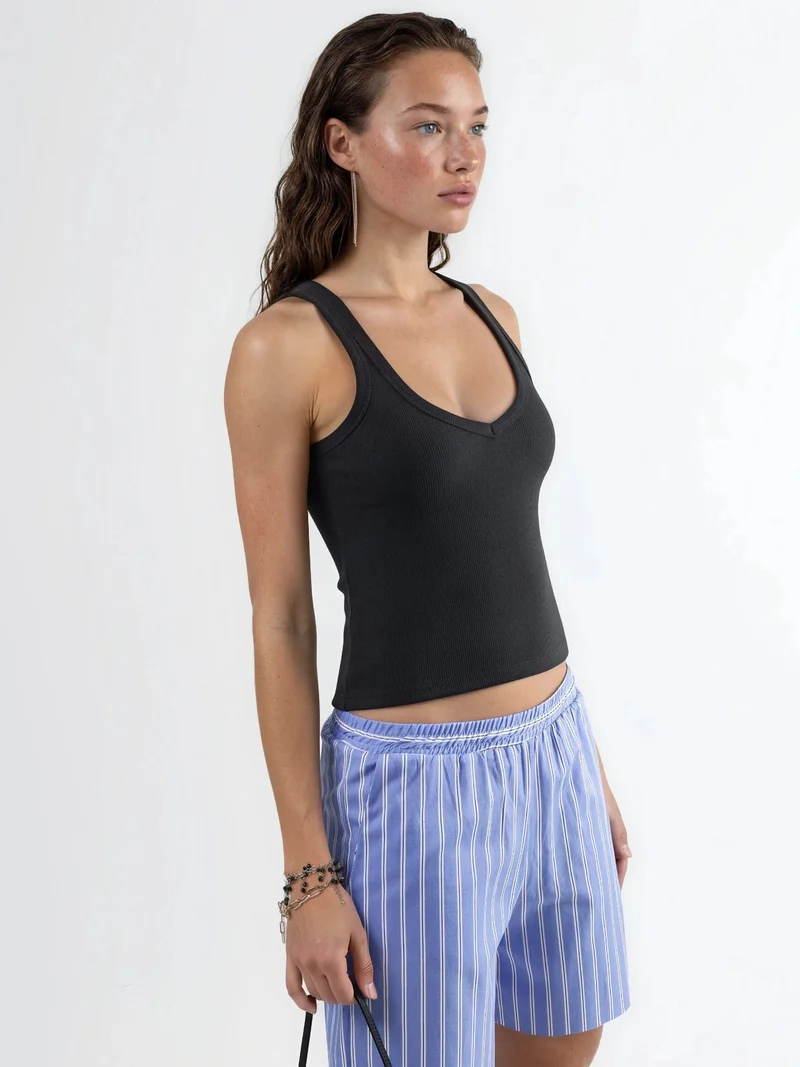 بوسيم BUSEM V-neck Ribbed Viscose Blend Tank Top