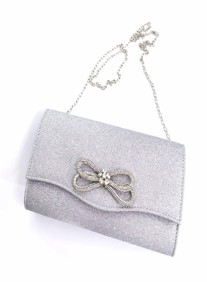 Gets Women Evening Bag Rhinestone Bow Clutch Purse for Women Party Wedding Prom Cocktail Formal Flap Handbags (Shiny Black) - Image 4
