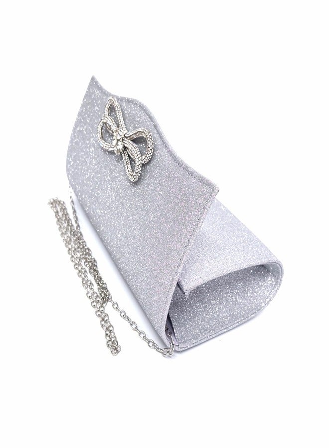 Gets Women Evening Bag Rhinestone Bow Clutch Purse for Women Party Wedding Prom Cocktail Formal Flap Handbags (Shiny Black) - Image 3