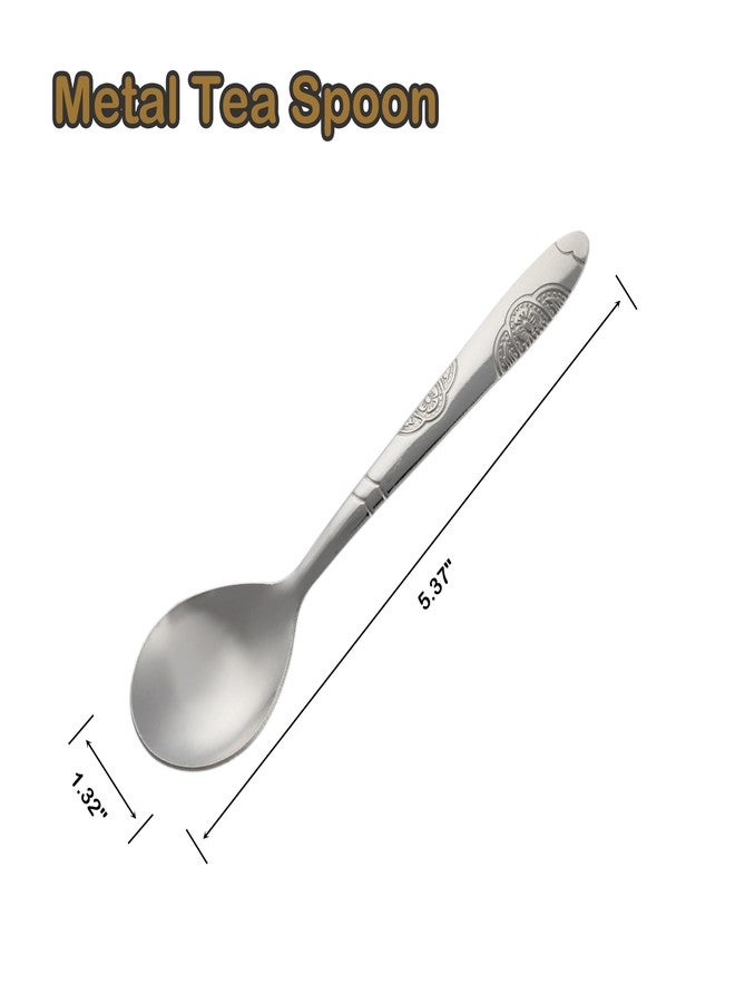 Demearly Metal Mini Salt Sugar Spoons 6 Pack | 5.3-Inches | for Home Espresso Kitchen Spices Seasonings Medicine Powder | Small | Silver - Image 2