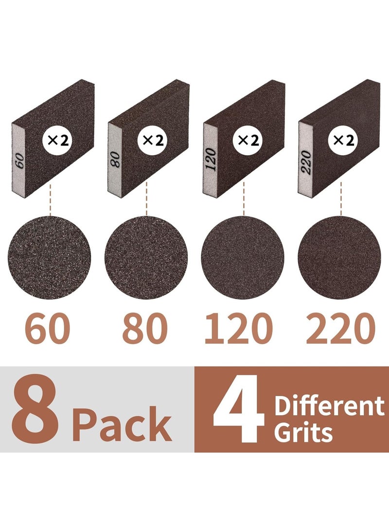 سيوسي Sanding Sponge Assortment, Multi-Grit Sanding Blocks with 60/80/120/220 Grits, Abrasive Pads for Wood Furniture, Drywall, Metal, Glass Repair, DIY Polishing, Washable & Reusable, 10x7x2.5 cm, 8-Pack - Image 5