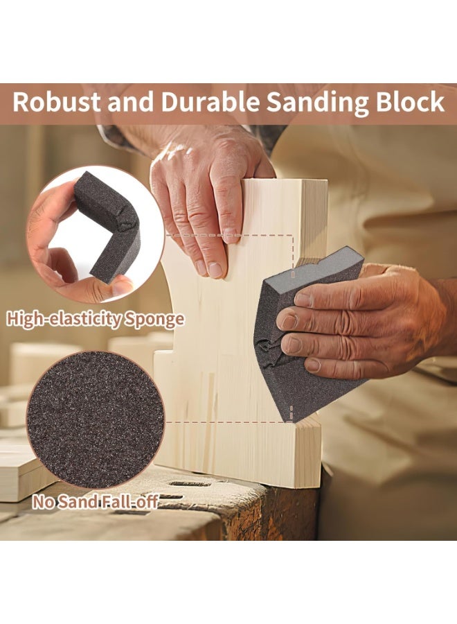 سيوسي Sanding Sponge Assortment, Multi-Grit Sanding Blocks with 60/80/120/220 Grits, Abrasive Pads for Wood Furniture, Drywall, Metal, Glass Repair, DIY Polishing, Washable & Reusable, 10x7x2.5 cm, 8-Pack - Image 2