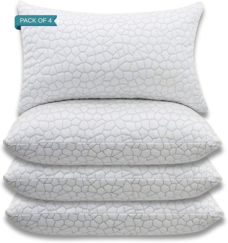 MUSA MUSA® Premium Cooling Pillows for Side, Back & Stomach Sleepers, Gel Memory Foam Pillow with Zipper Closure | Set of 4 Shredded Memory Foam Pillow with Removable Washable Cover (4, 50 x 66cm) - Image 1